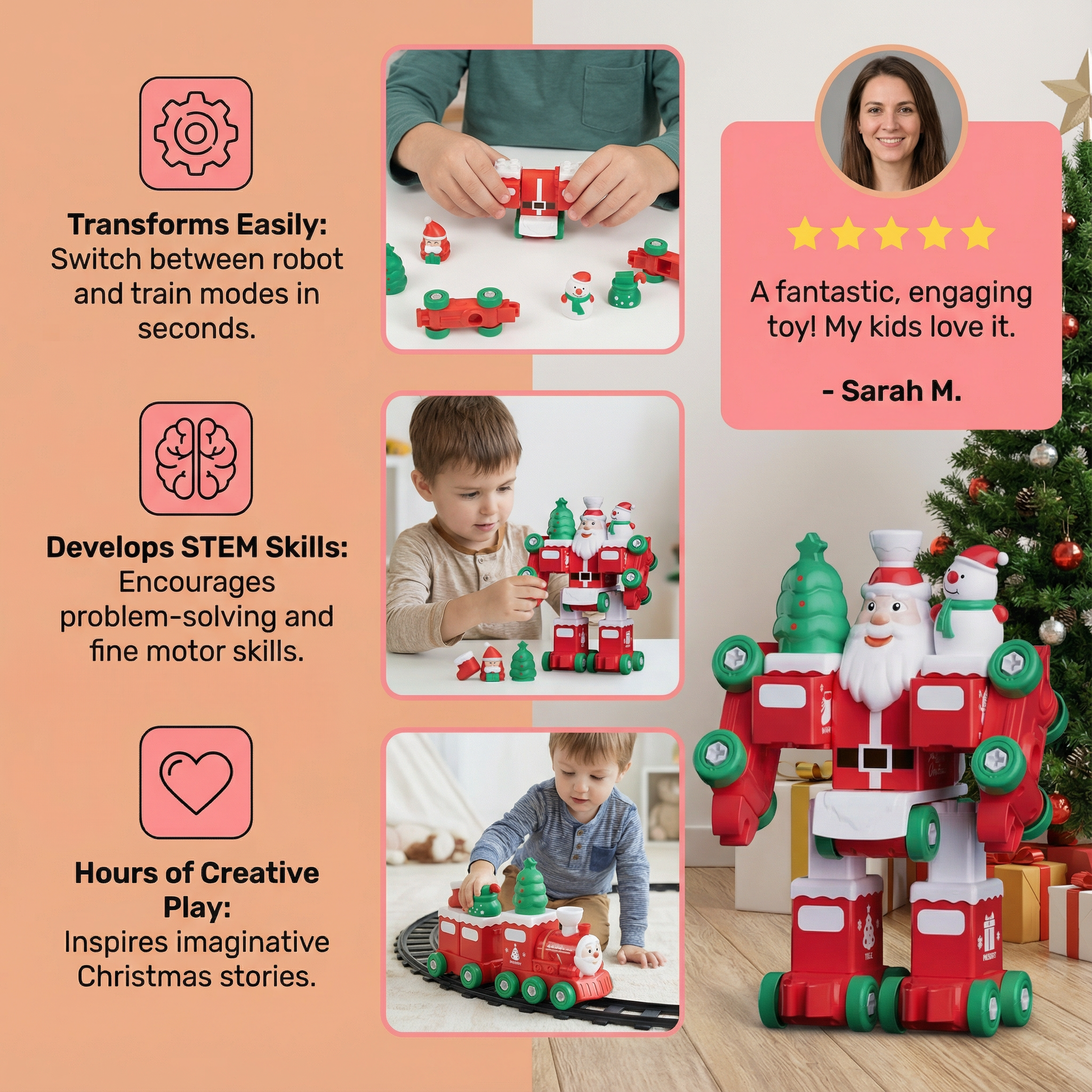 2in1 Transforming Christmas Train and Santa Robot