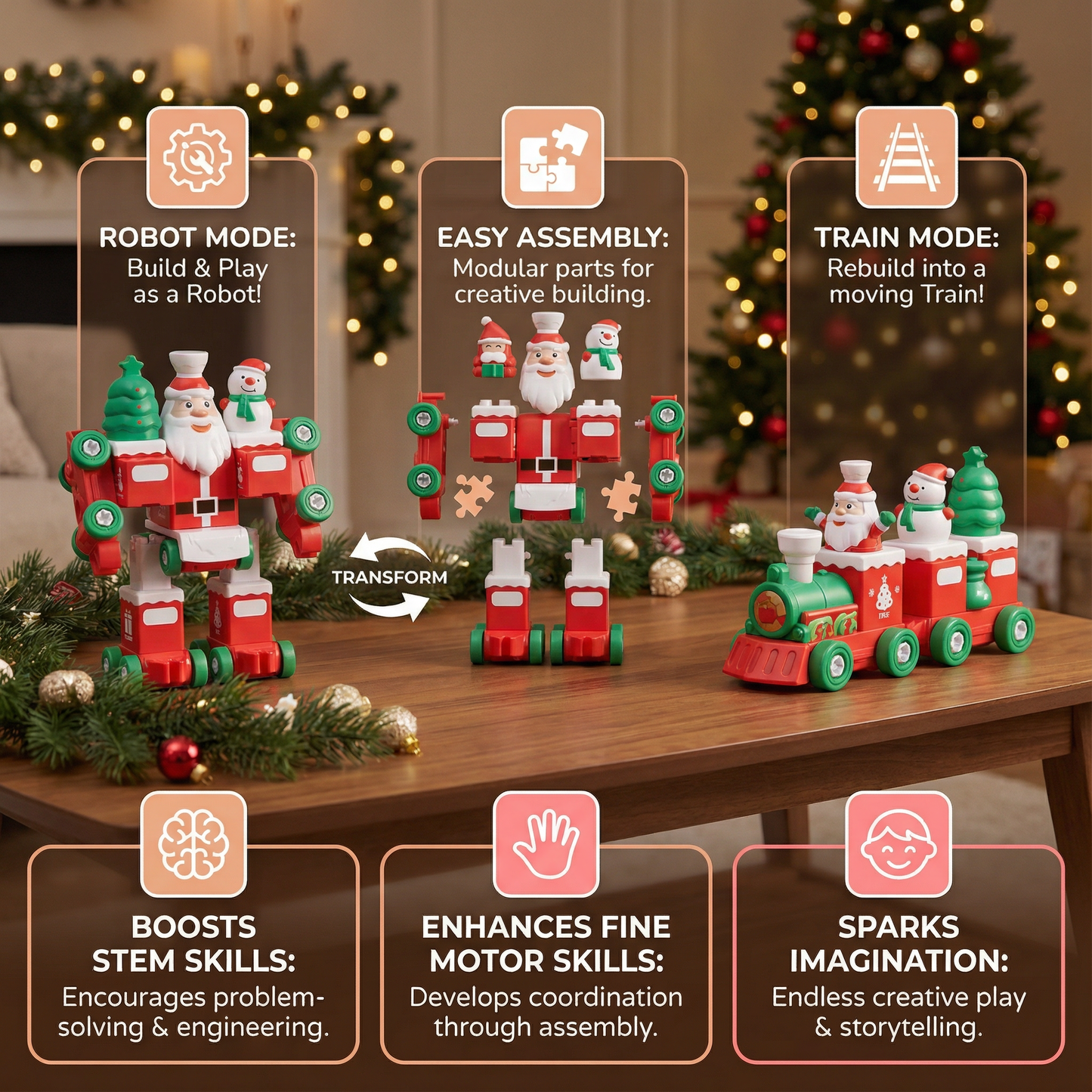 2in1 Transforming Christmas Train and Santa Robot