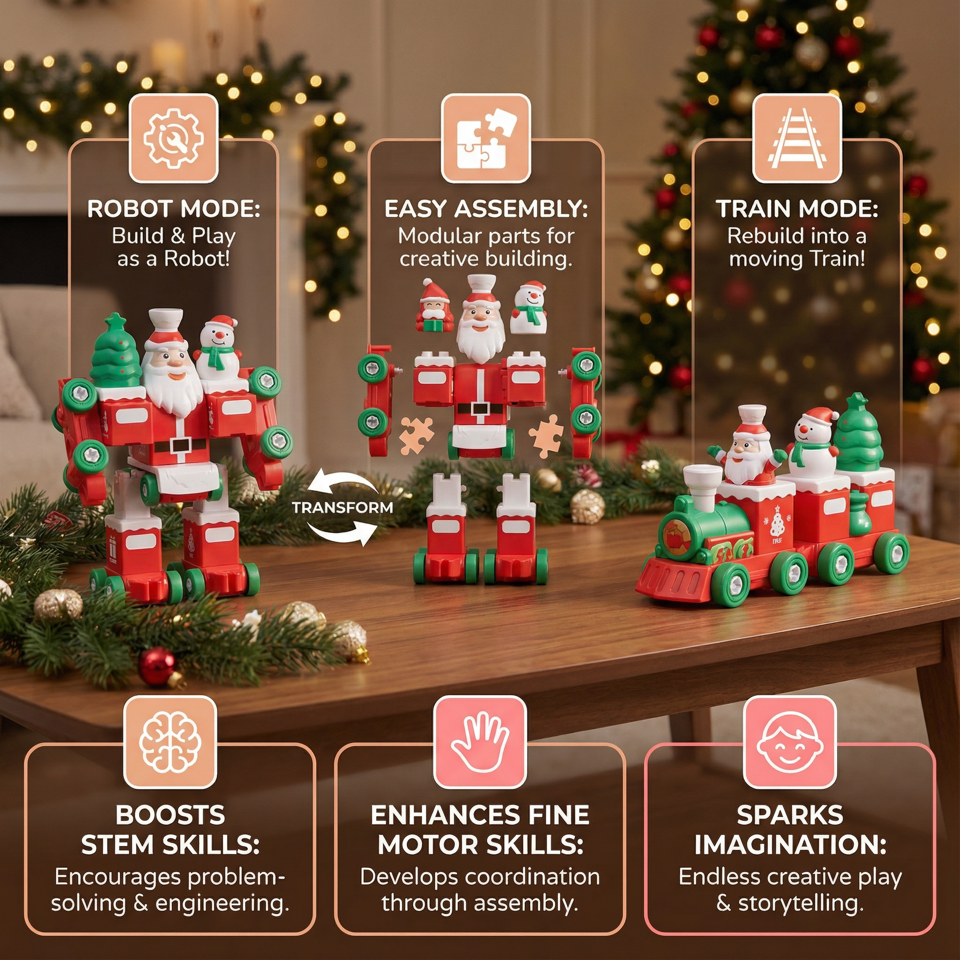 2in1 Transforming Christmas Train and Santa Robot