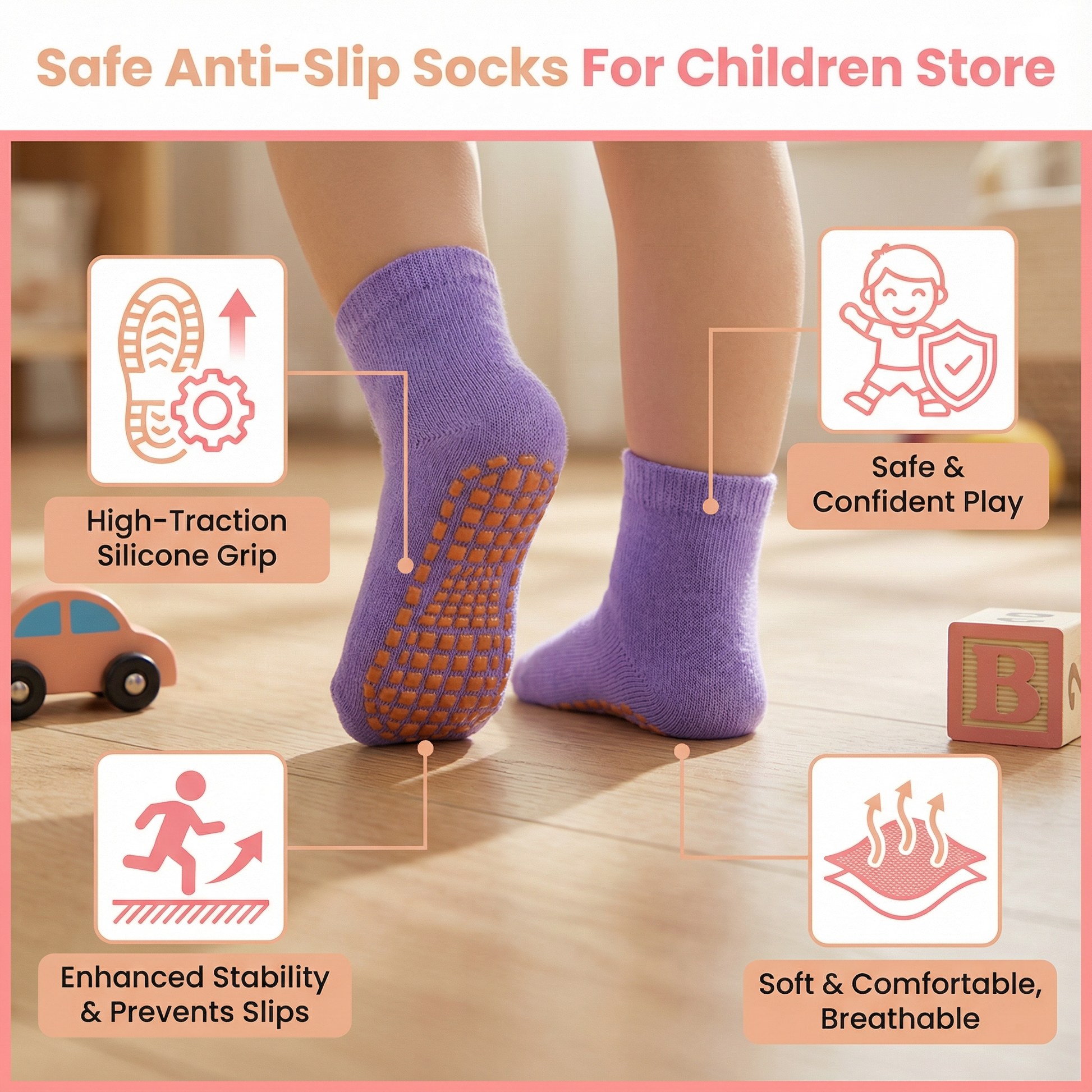 Safe Anti-Slip Socks For Children