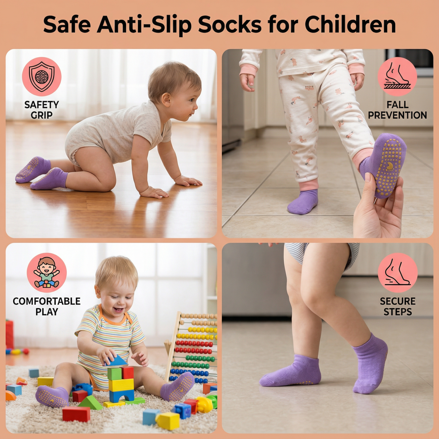 Safe Anti-Slip Socks For Children