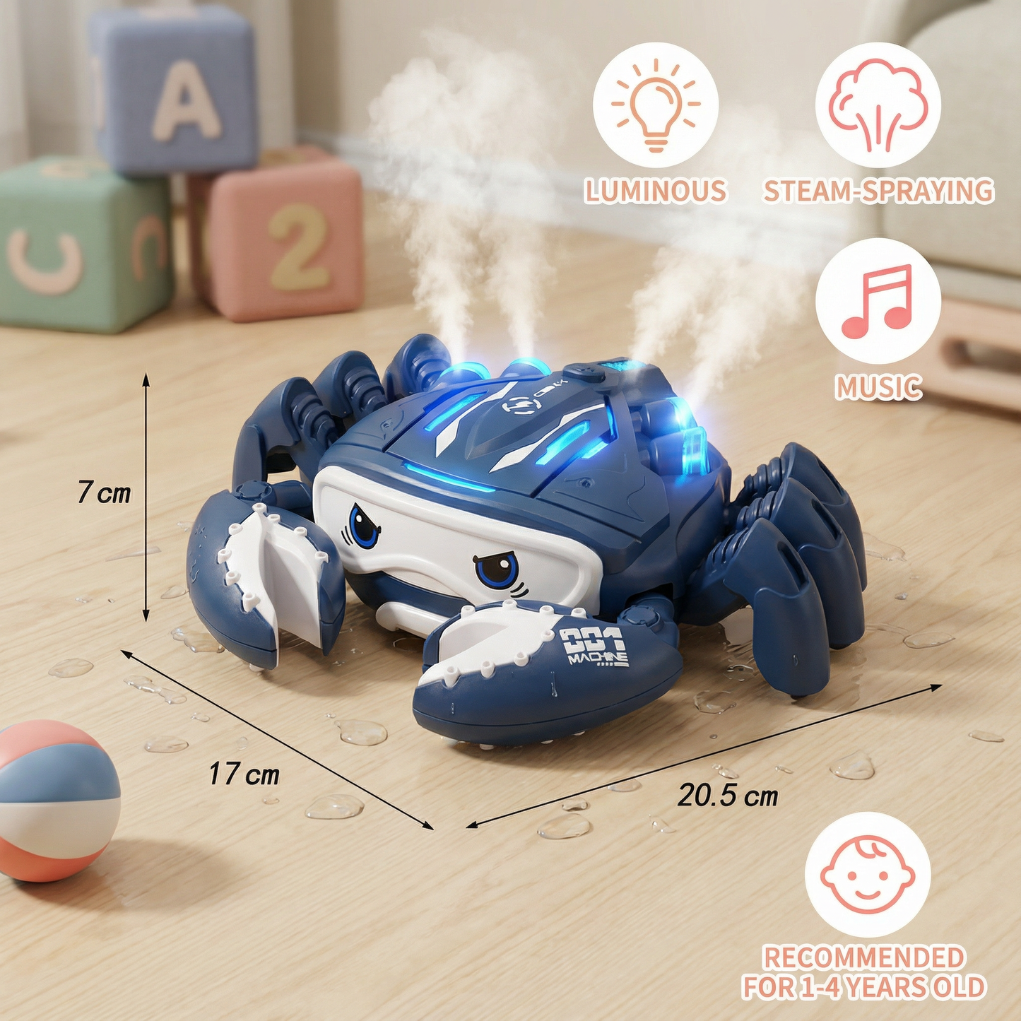 Luminous and Steam-Spraying Music Crab