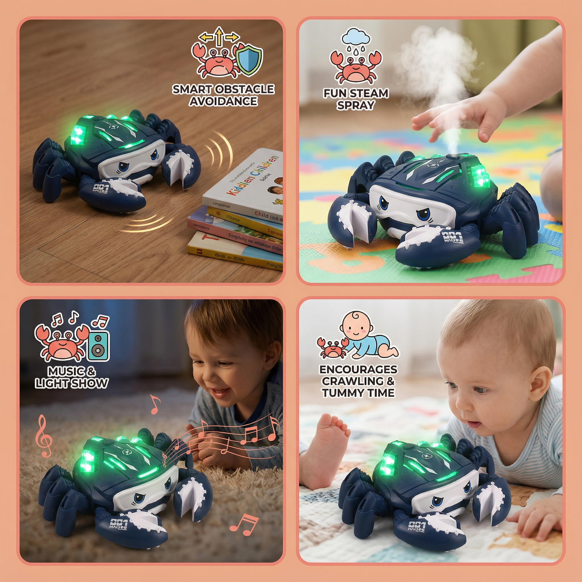 Luminous and Steam-Spraying Music Crab