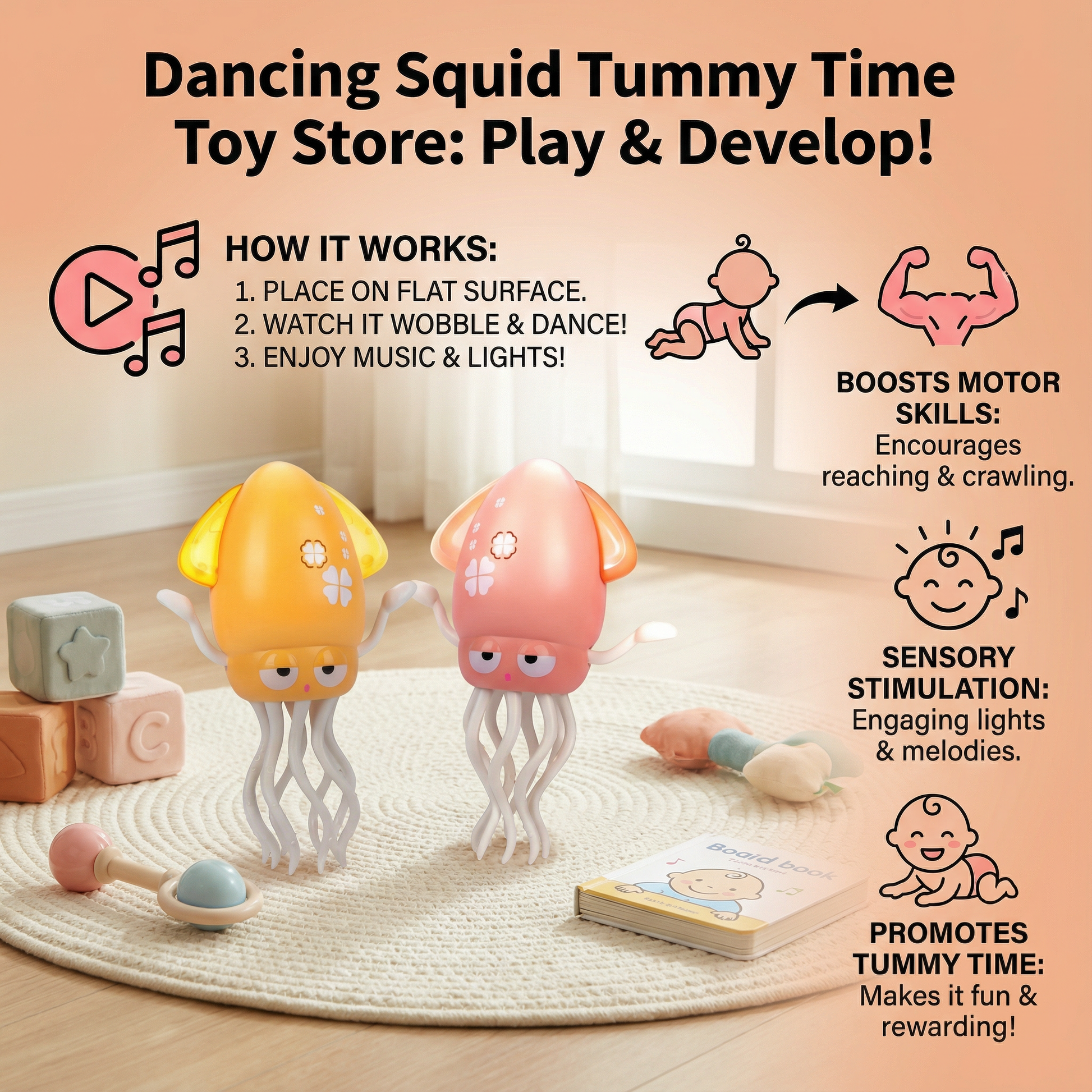 Dancing Squid Tummy Time Toy