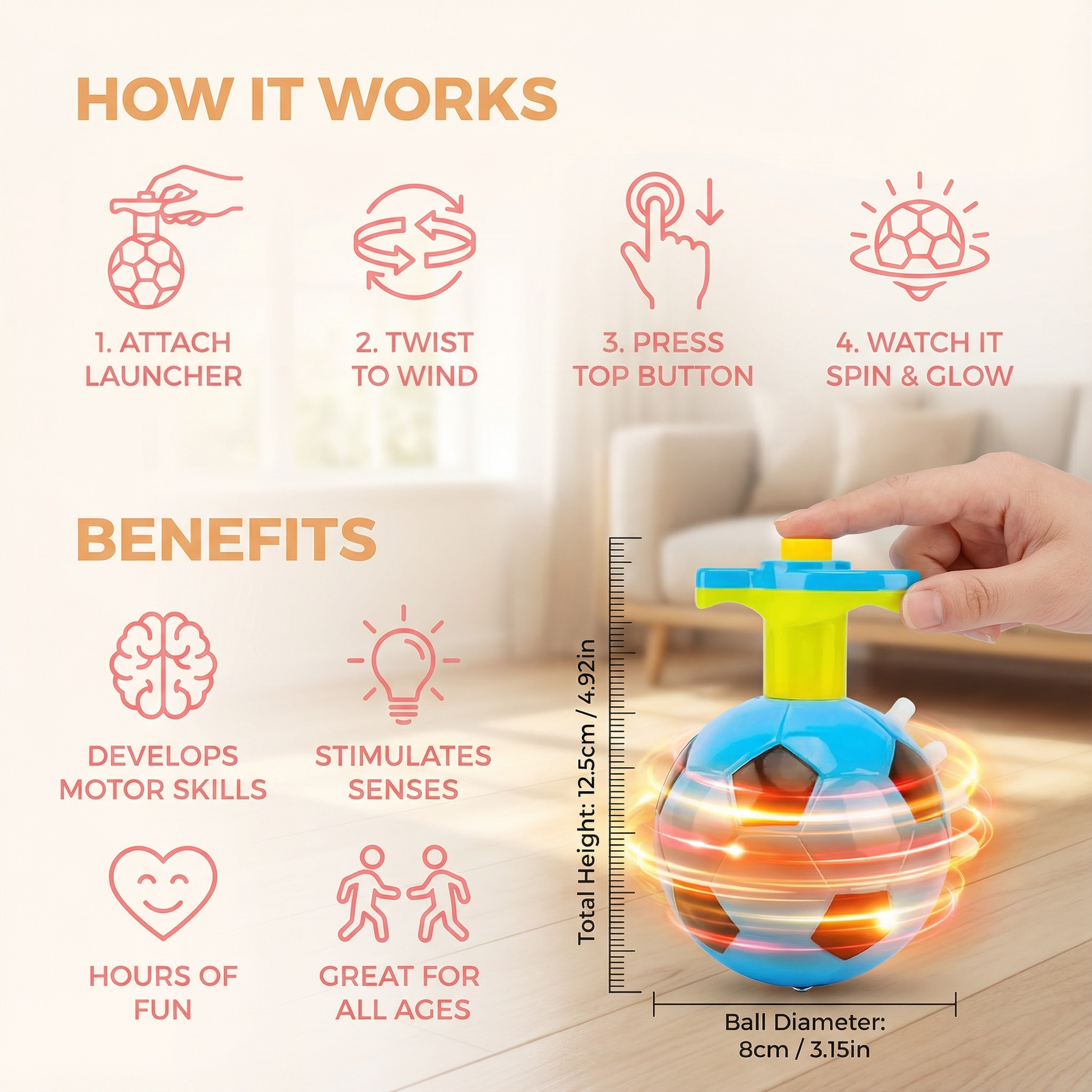 Luminous LED Football Spinning Top Toy