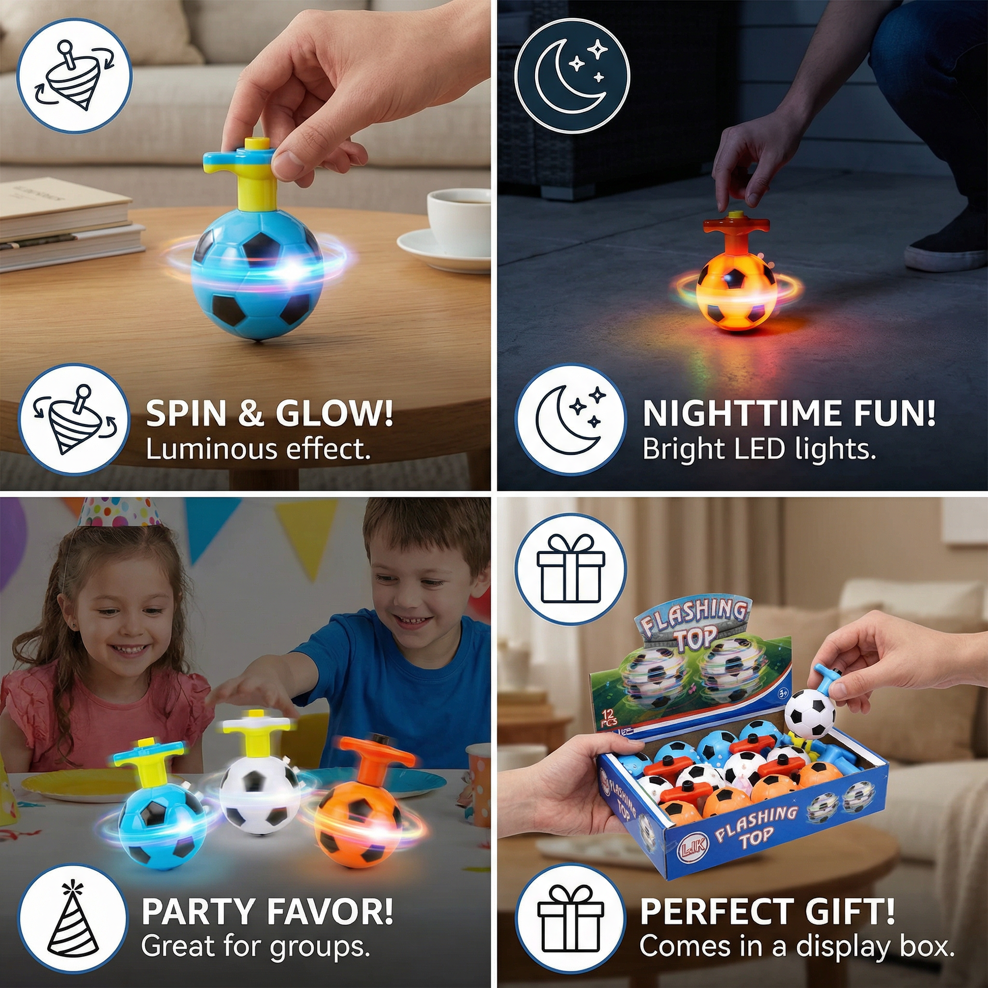 Luminous LED Football Spinning Top Toy