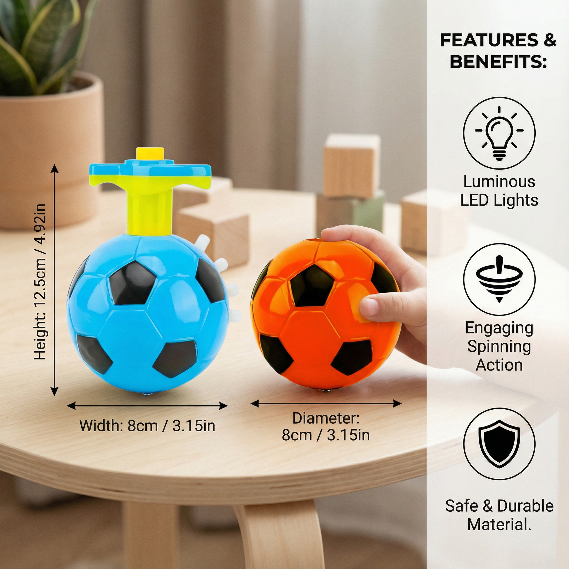 Luminous LED Football Spinning Top Toy
