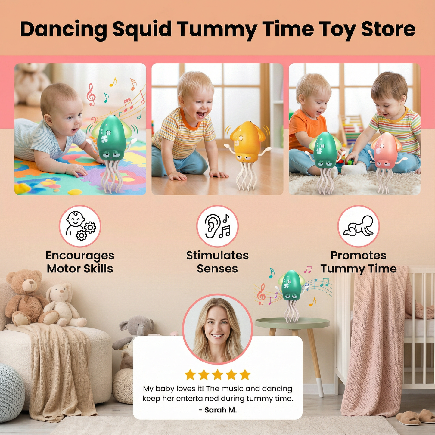 Dancing Squid Tummy Time Toy