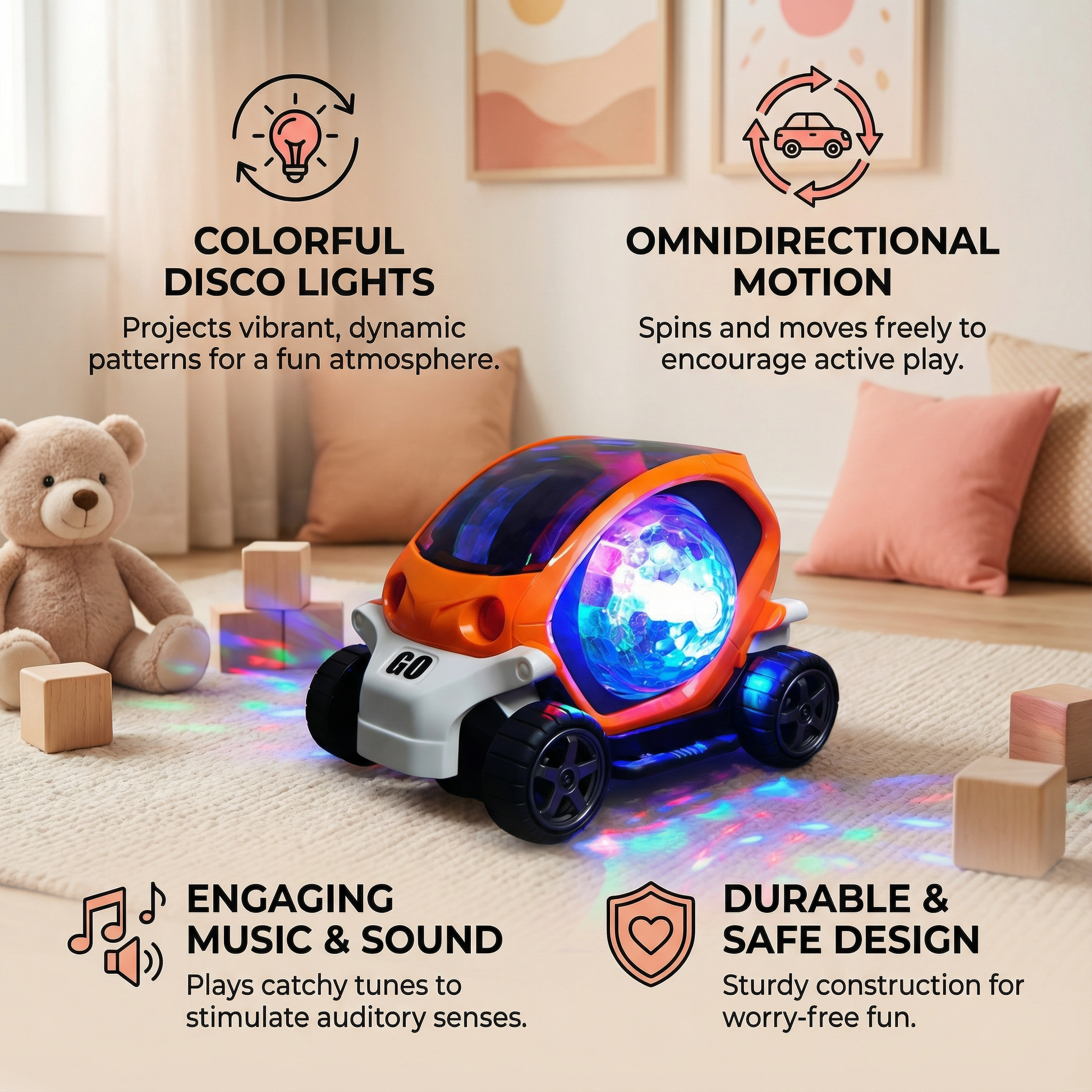 Light Up 360° Music Stunt Car