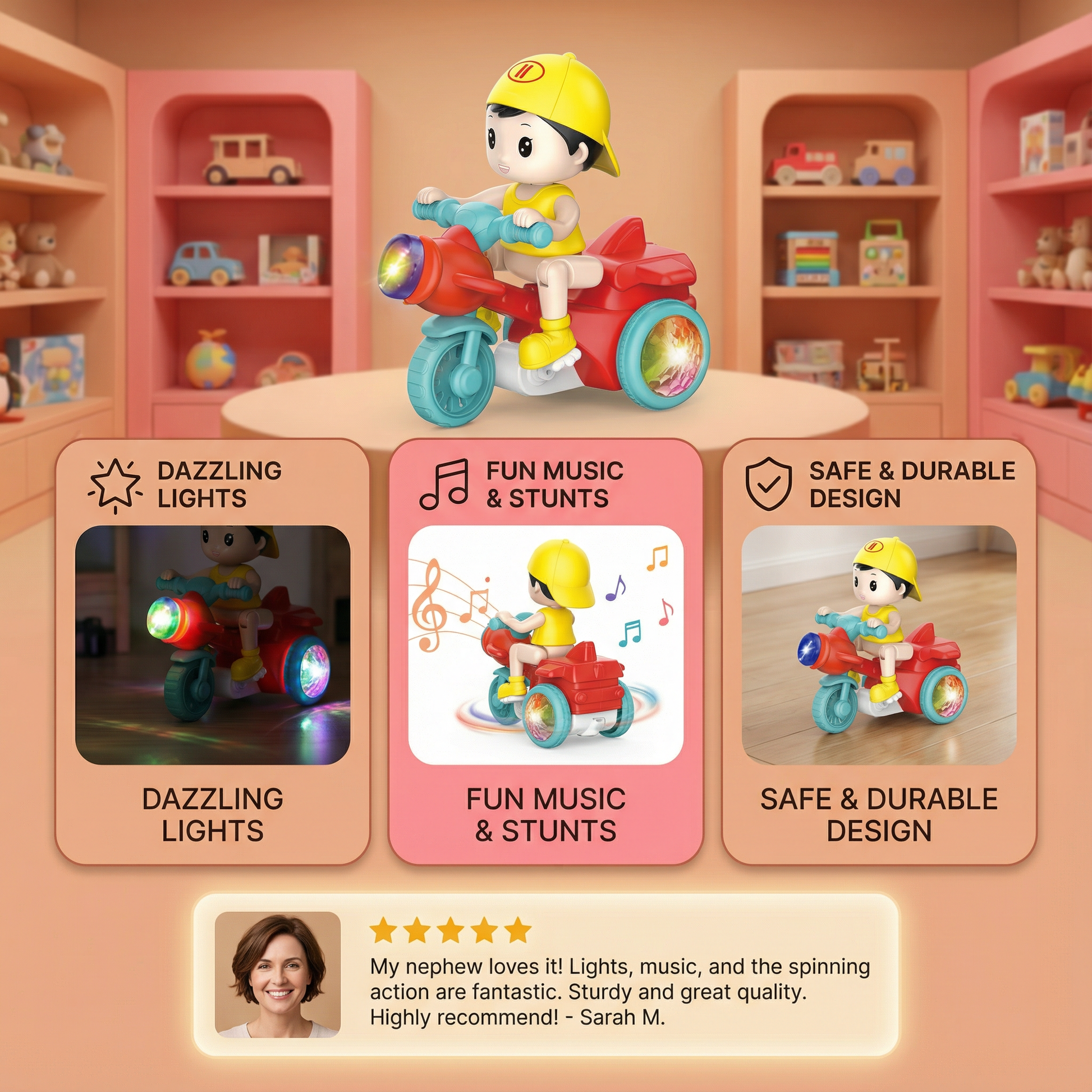 Light-Up Musical Kids Stunt Scooter Toy