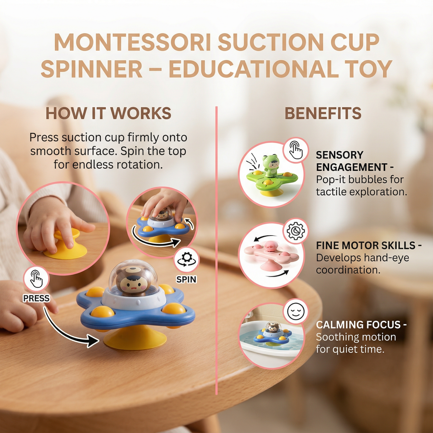 Montessori Suction Cup Spinner – Rotating Educational Toy