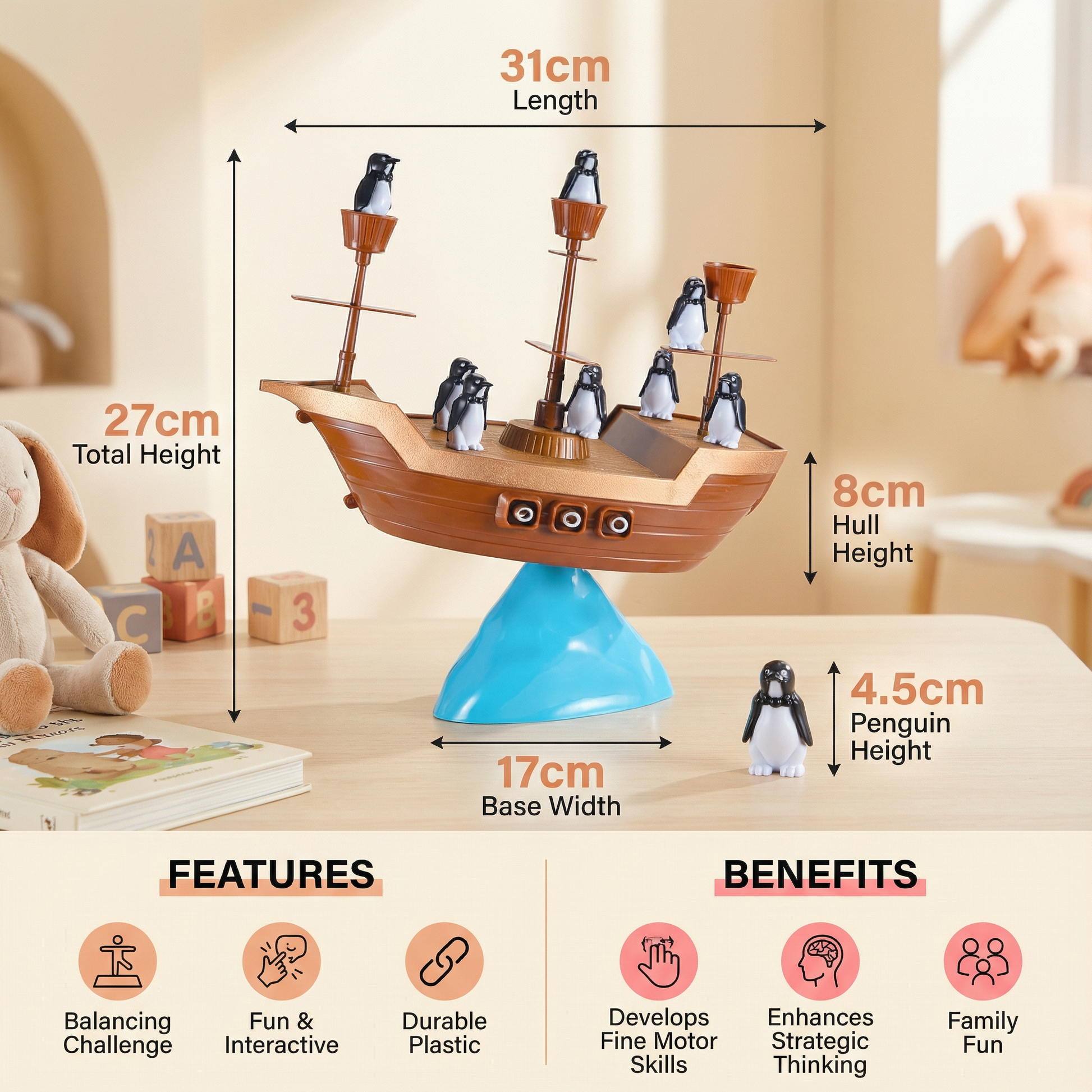 Penguin Pirate Ship Balance Game