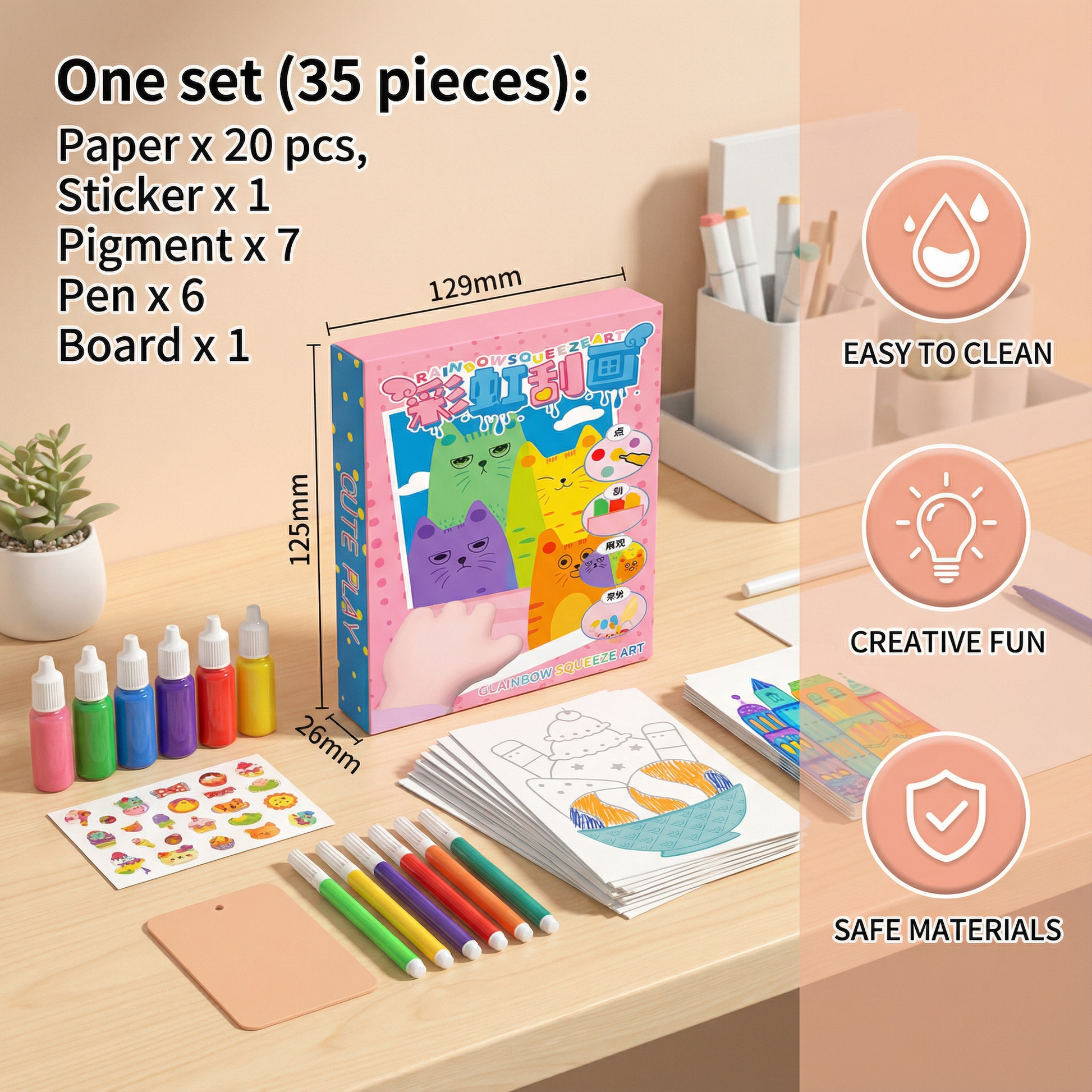 Creative Rainbow Colours Wipe Art Set