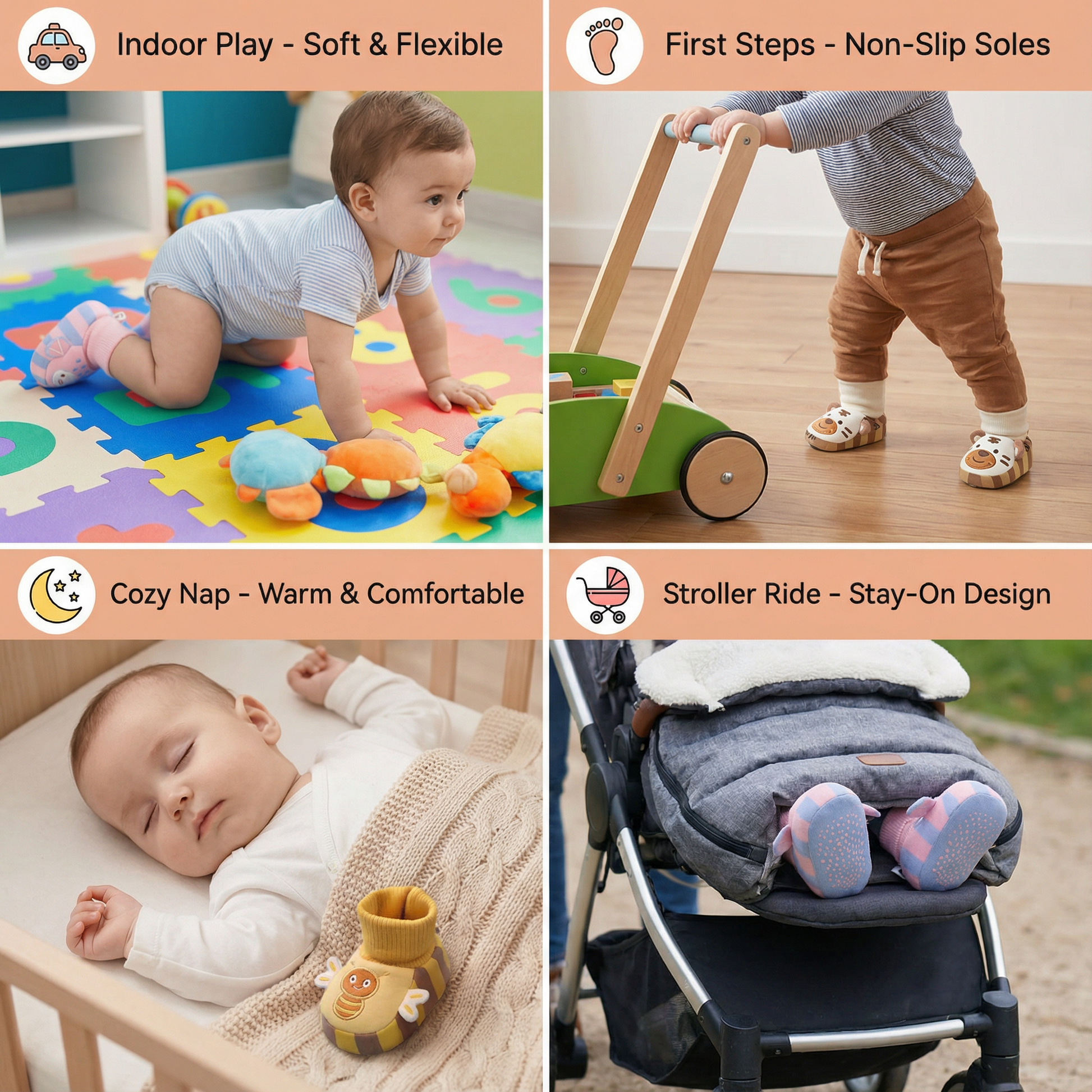Cosy Baby Sock Shoes – Warm, Non-Slip & Comfortable