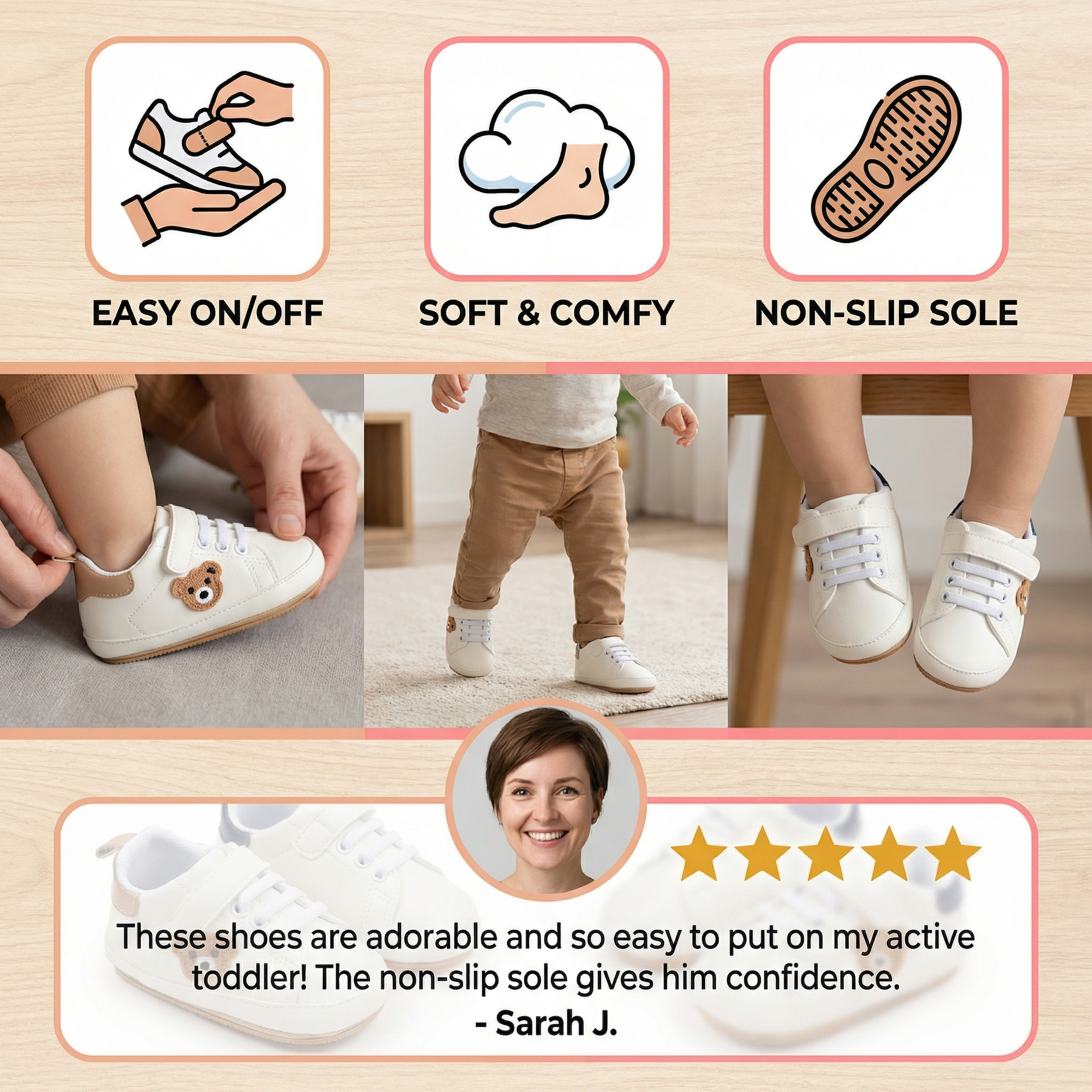 Toddler shoes in a cute bear design