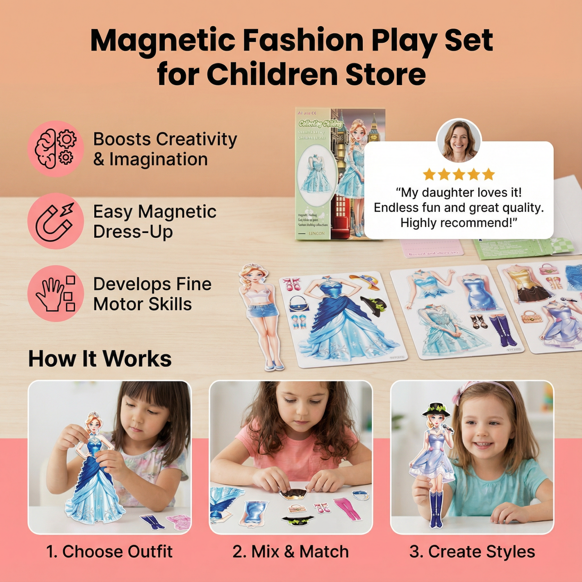 Magnetic Fashion Play Set for Children