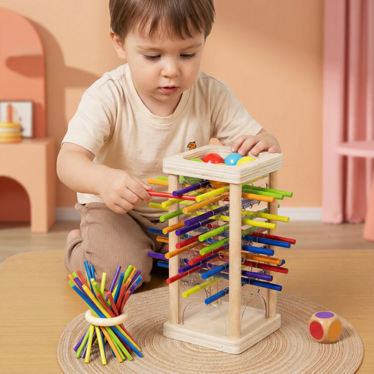 Educational 3-in-1 Wooden Ball and Stick Dexterity Game